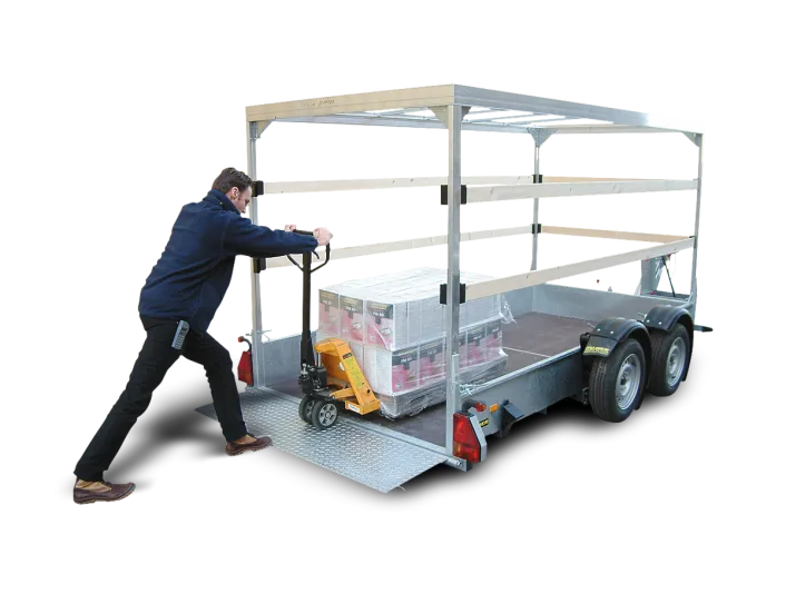 Absenkanhänger mit Hubwagen