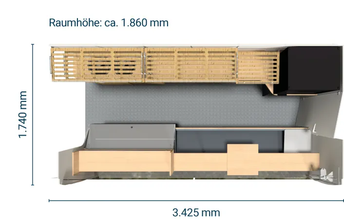 HUMER BACK-MASTER 320 in schiefergrau - Grundriss HUMER BACK-MASTER 320 in schiefergrau - Grundriss